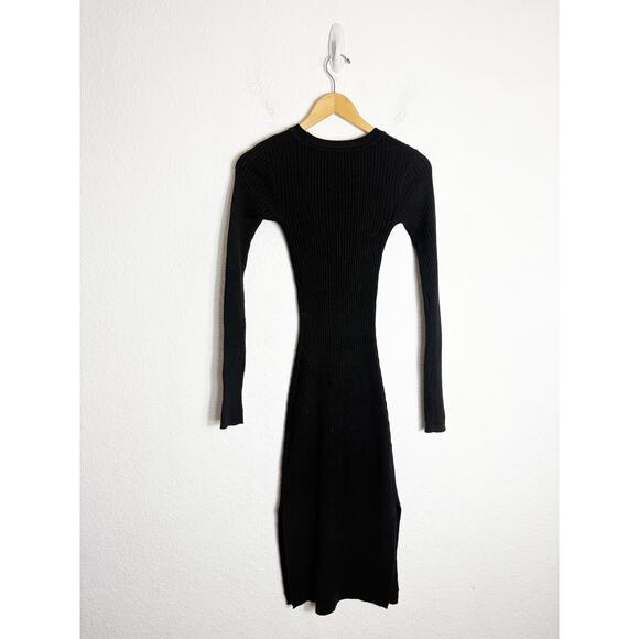 Lovers + Friends Around the Fire Ribbed Midi Sweater Dress Size XS Black Knit - Picture 13 of 14